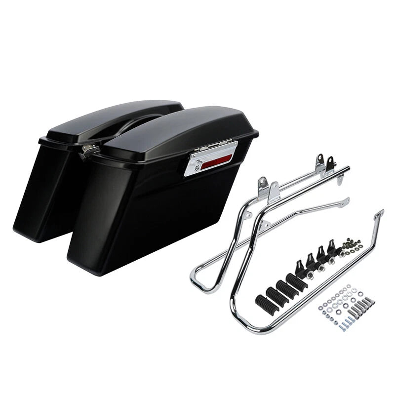 Matte Black Hard Saddlebags with Conversion Bracket for Harley Softail (1984–2017)