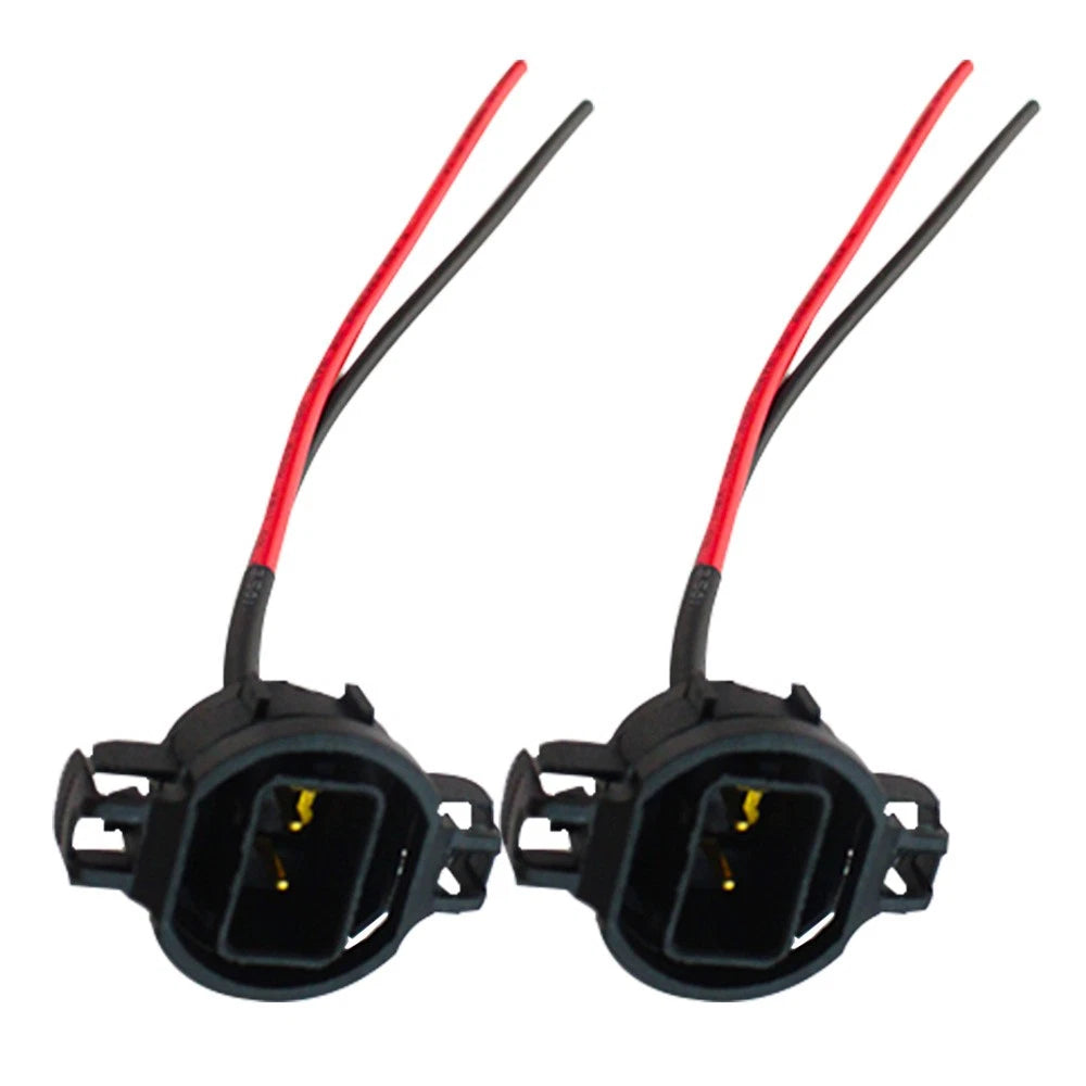 2X H16/5202/5201/2504/9009/PSX24W Bulb Male Connector Socket Pigtail Harness