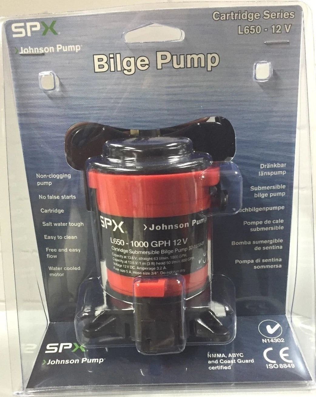 Submersible Bilge Pump L650 for Johnson (24V, 1000 GPH, 32-1650-02)
