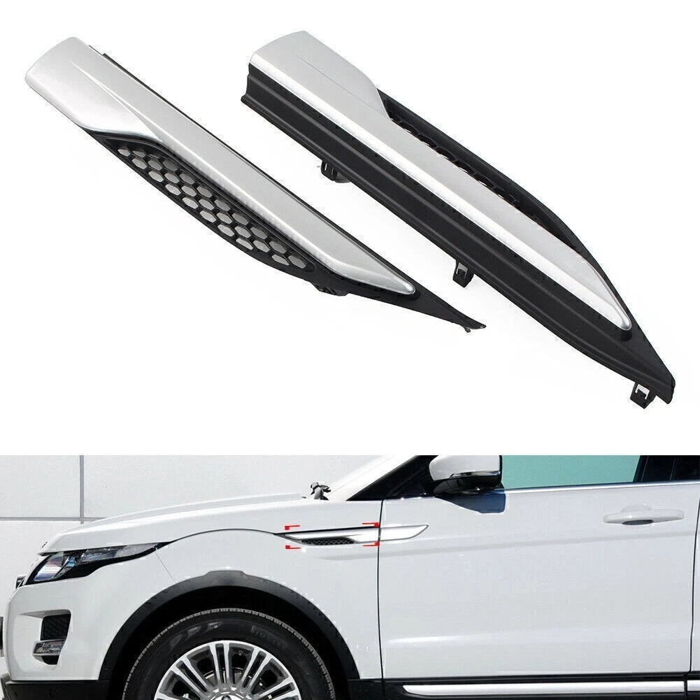2X Front Fender Side Upper Grill for Land Rover Range Rover Evoque (2012–2019) Silver