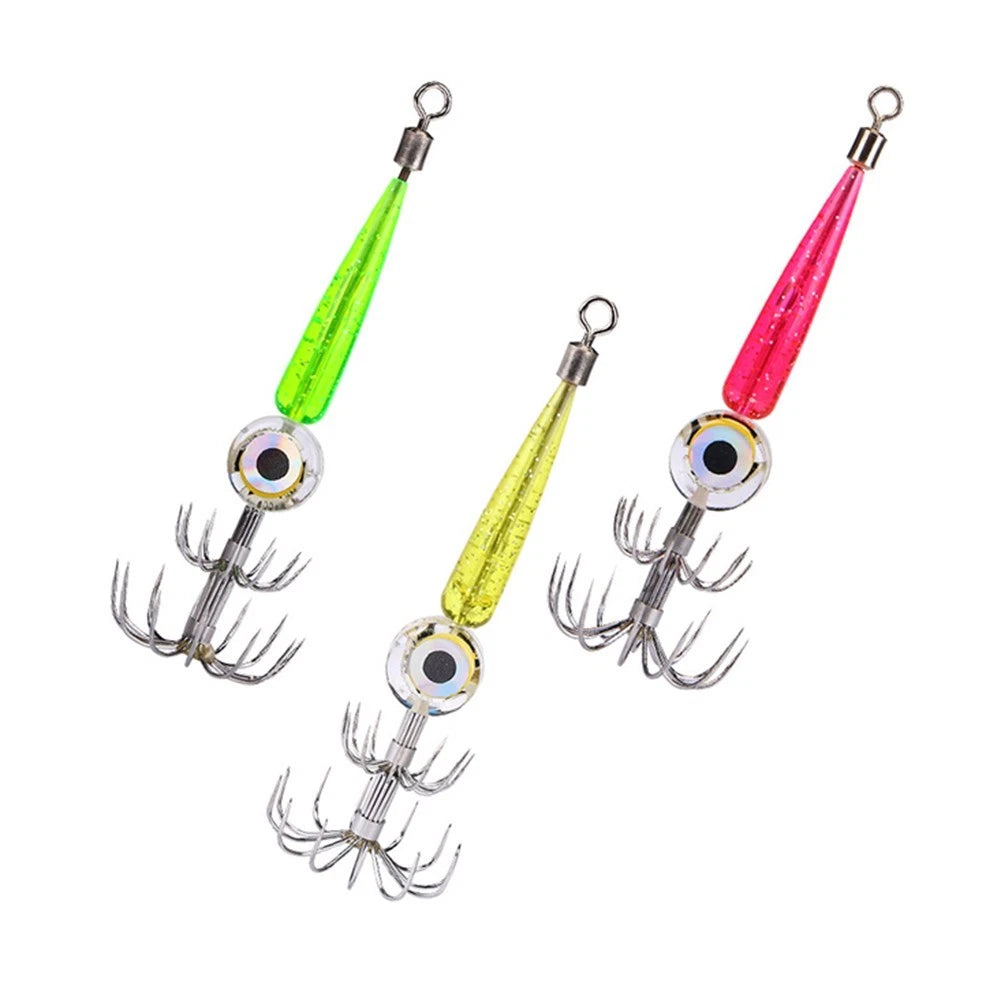3-Pack Fishing Lures with 360° Rotating Ring and LED