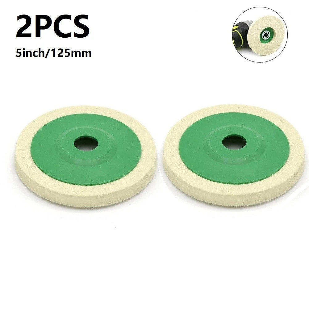 2X 125mm Wool Buffing Angle Grinder Wheel Polishing Disc Pads