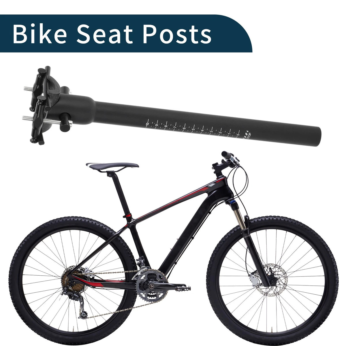 Seat Post 22.2x300mm Lightweight 2 Bolt for Bike MTB Road (all years)