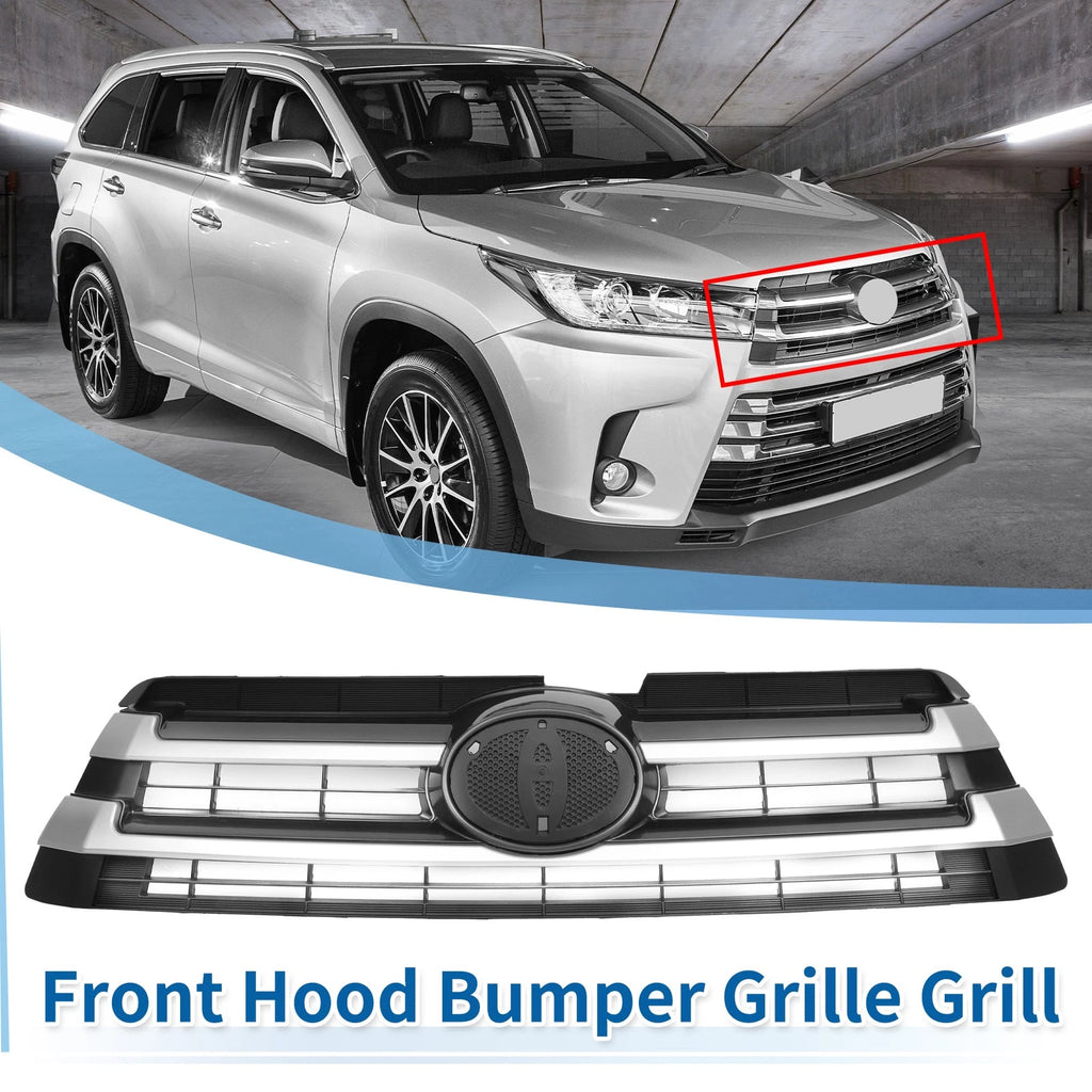 Front Upper Hood Bumper Grille for Toyota Highlander (2017–2019) Black