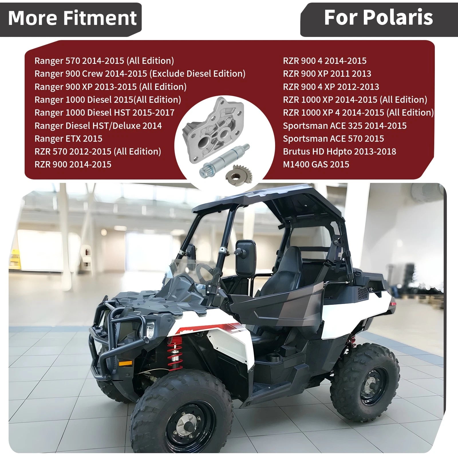 Gearcase Cover & Selector & Shift Shaft for Polaris (3233832, 3235238, 3234188)