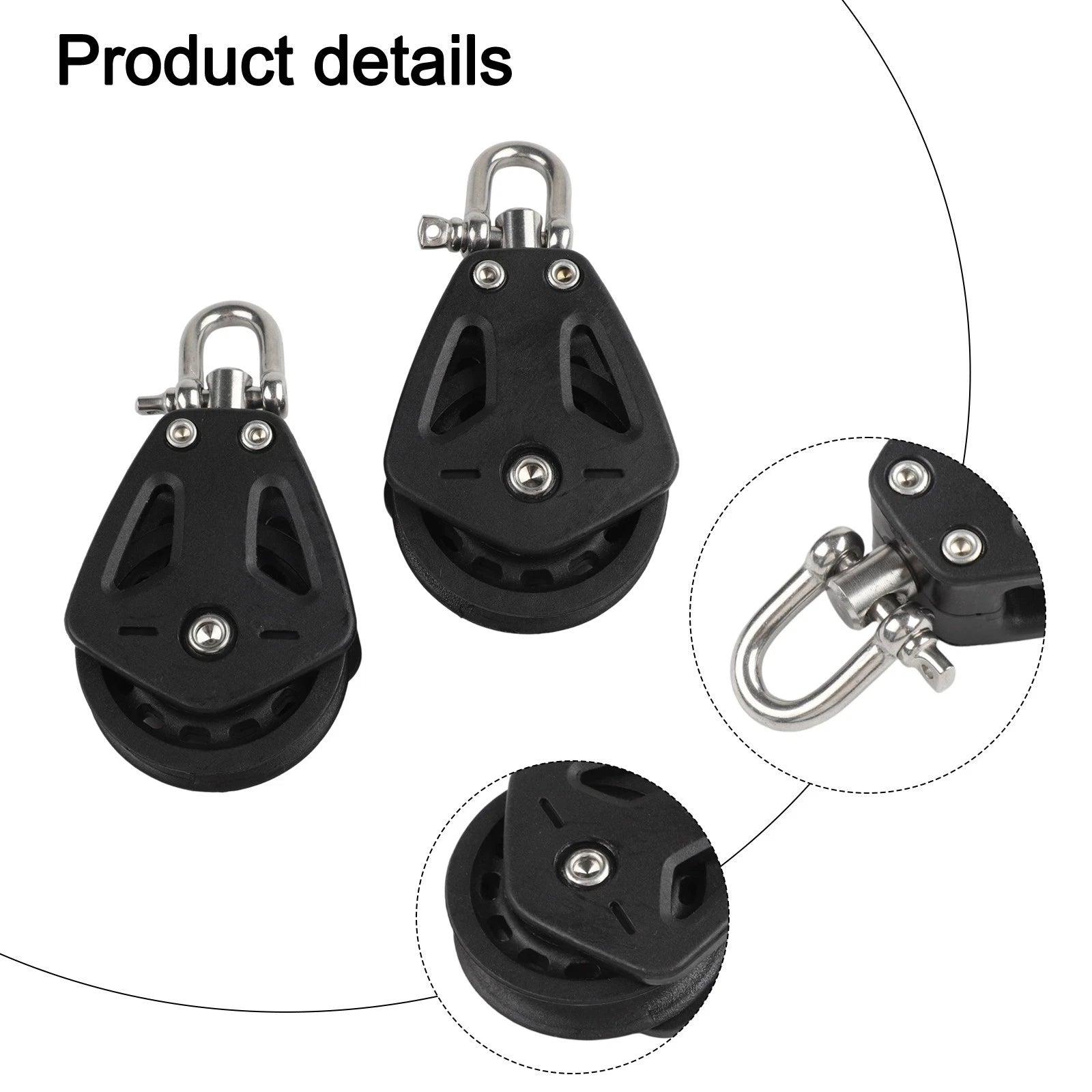 Set of 2 Robust Rotating Pulleys for All Ropes