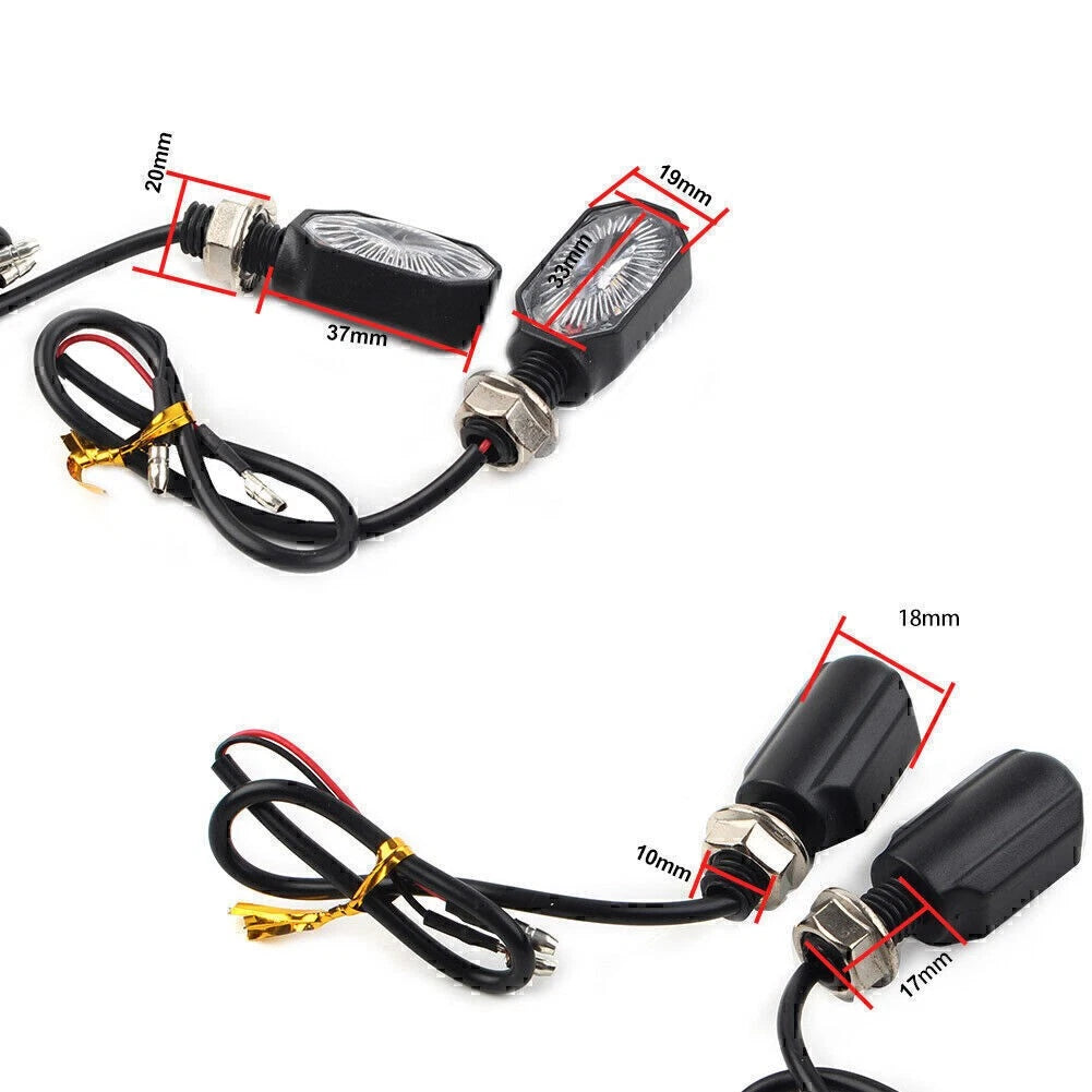 2Pcs Mini Motorcycle 12V LED Turn Signal Blinker Amber Light Indicator Dirt Bike