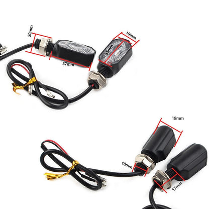 2Pcs Mini Motorcycle 12V LED Turn Signal Blinker Amber Light Indicator Dirt Bike
