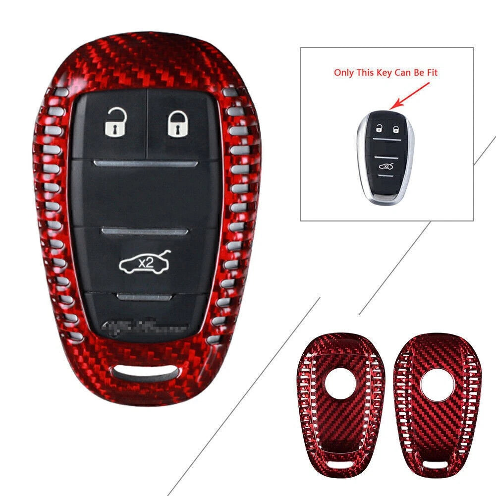 Remote Key Shell Cover Case for Alfa Romeo Stelvio (2017–2023) Red Carbon Fiber