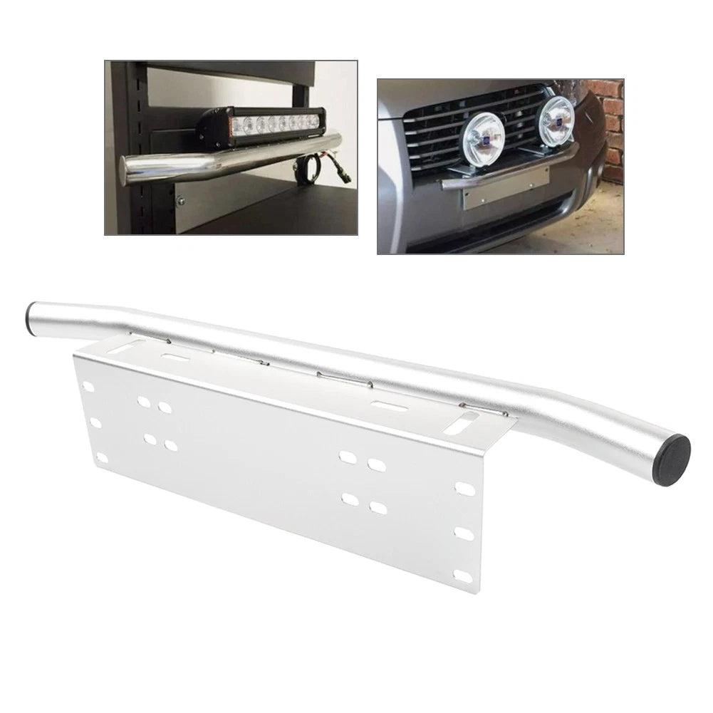 Silver Bull Bar Front License Plate Mount Bracket Off-Road Light Bar Holder