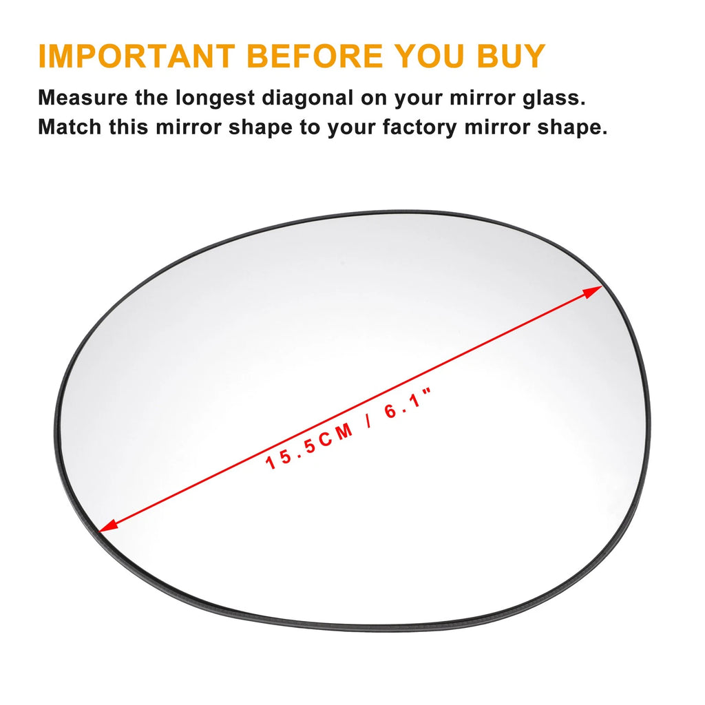Left Side White Mirror Glass for Peugeot 107 (2005–2014)