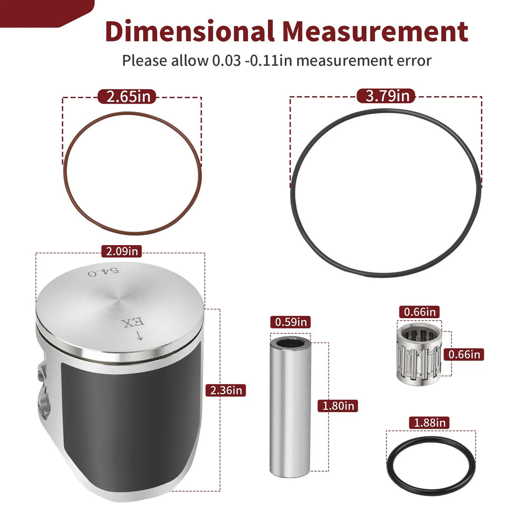 Piston Rings Kit for Yamaha YZ125 (1998–2000) - 54mm, Bearing, Gasket