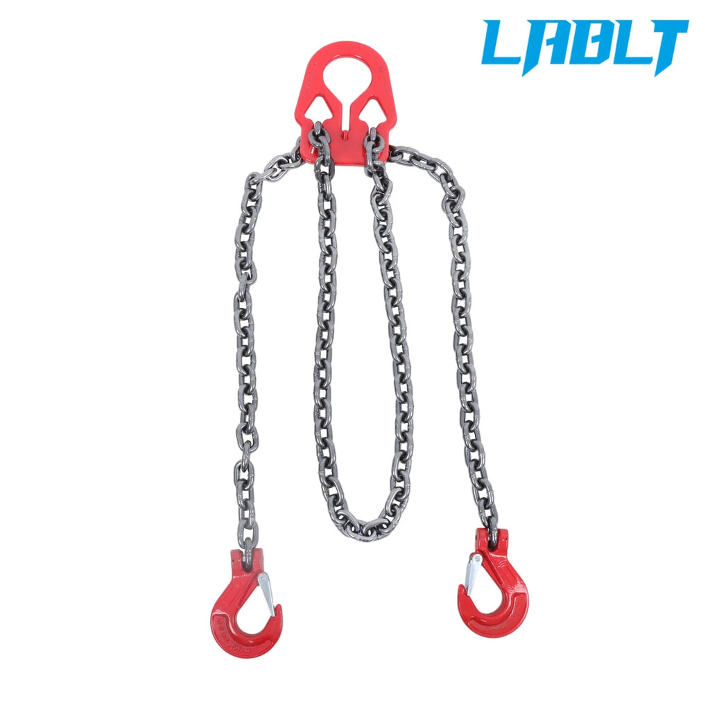 2X 3/8" × 10' G80 Chain Sling with Grab Hooks (7100 lbs)