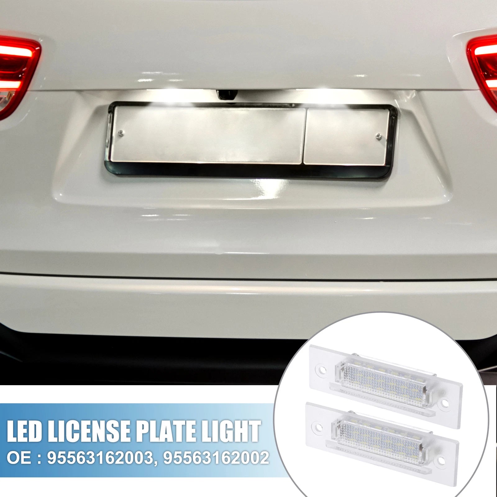 2X 6500K White LED License Plate Light for Porsche Boxster (1999–2004)