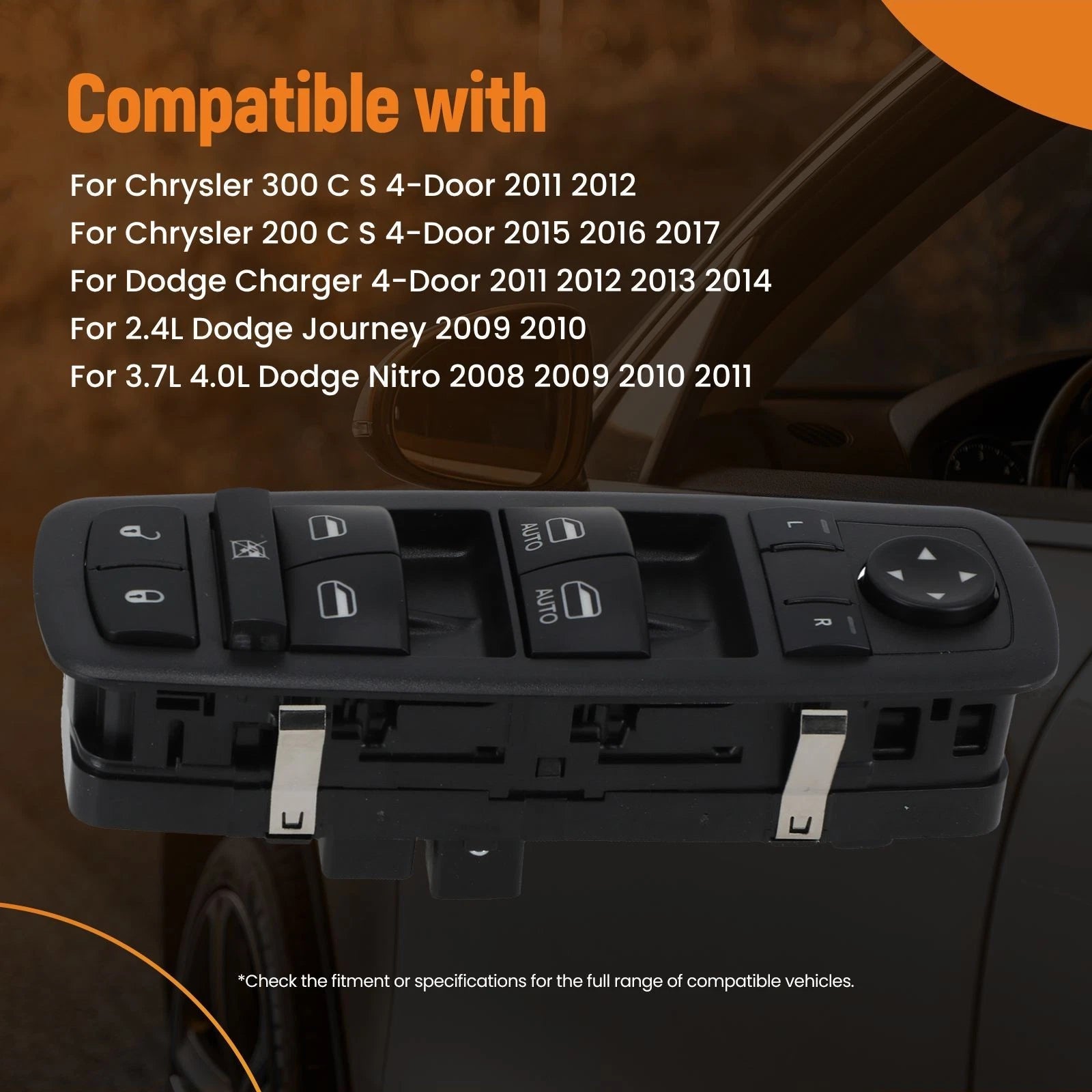 Front Left Door Window Switch for Chrysler 300C (2011–2012), 200C (2015–2017)