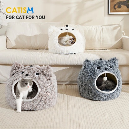 Cat Bed for Dogs with Removable Pillow and Non-Slip Base (50/60)