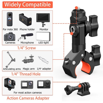 Adjustable Handlebar Camera Clamp Mount for Bike Motorcycle UTV (2010–2023)