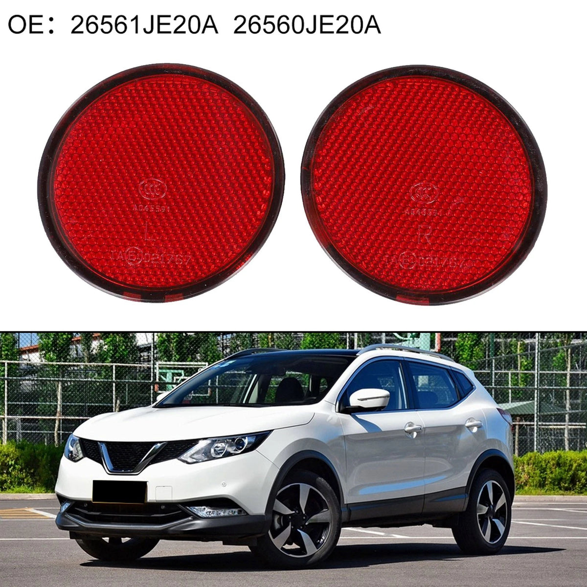 Rear Bumper Round Reflectors for Nissan QASHQAI (2007–2015)