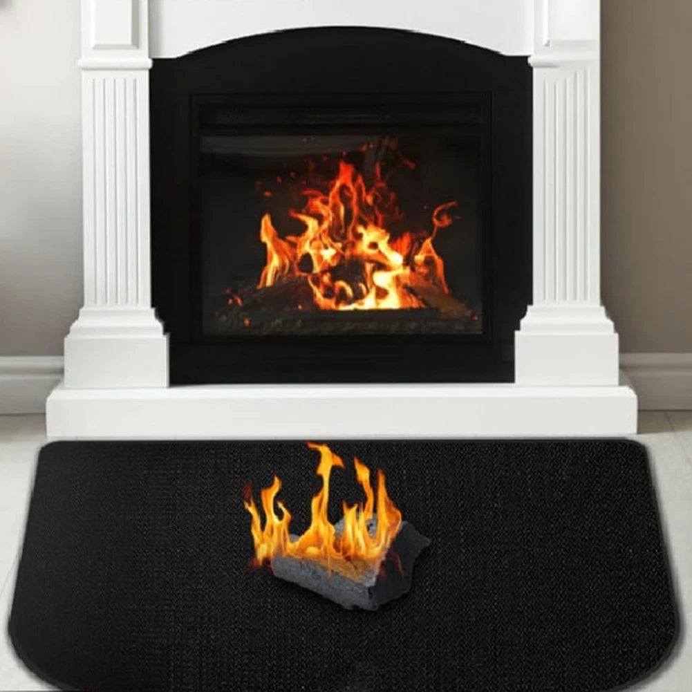 Silicone Fireproof Fireplace Carpet Half Circle Mat - Heat Resistant Design