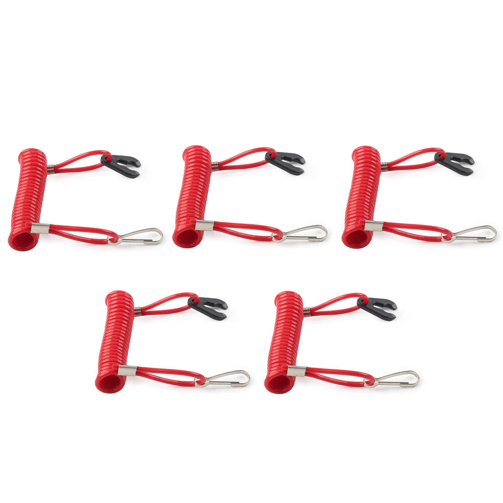5X Red Outboard Kill Switch Tether Emergency Stop Lanyard for Yamaha Evinrude