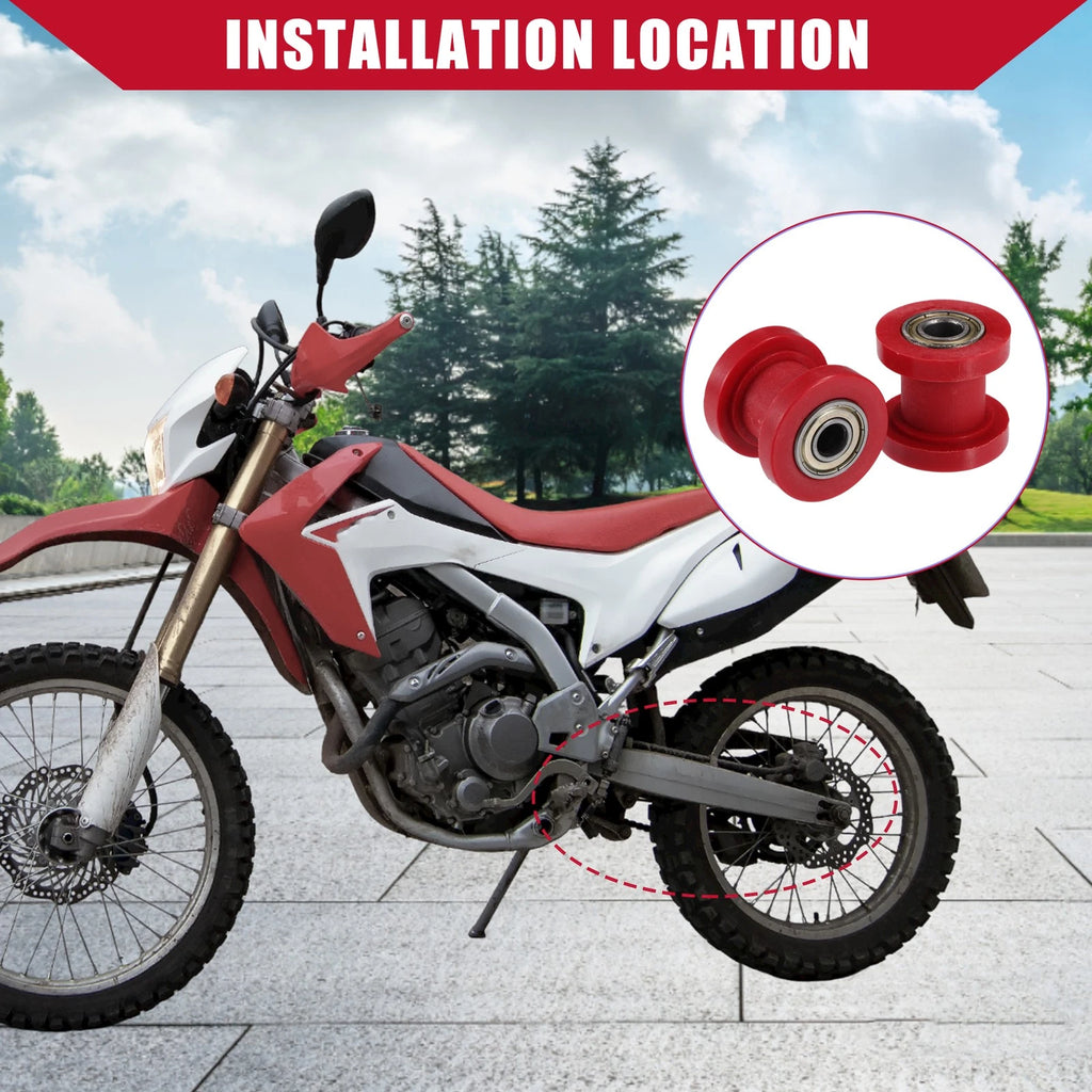 Chain Roller Tensioner Set for 8mm 10mm Motorcycle Mini Bike ATV (Red)
