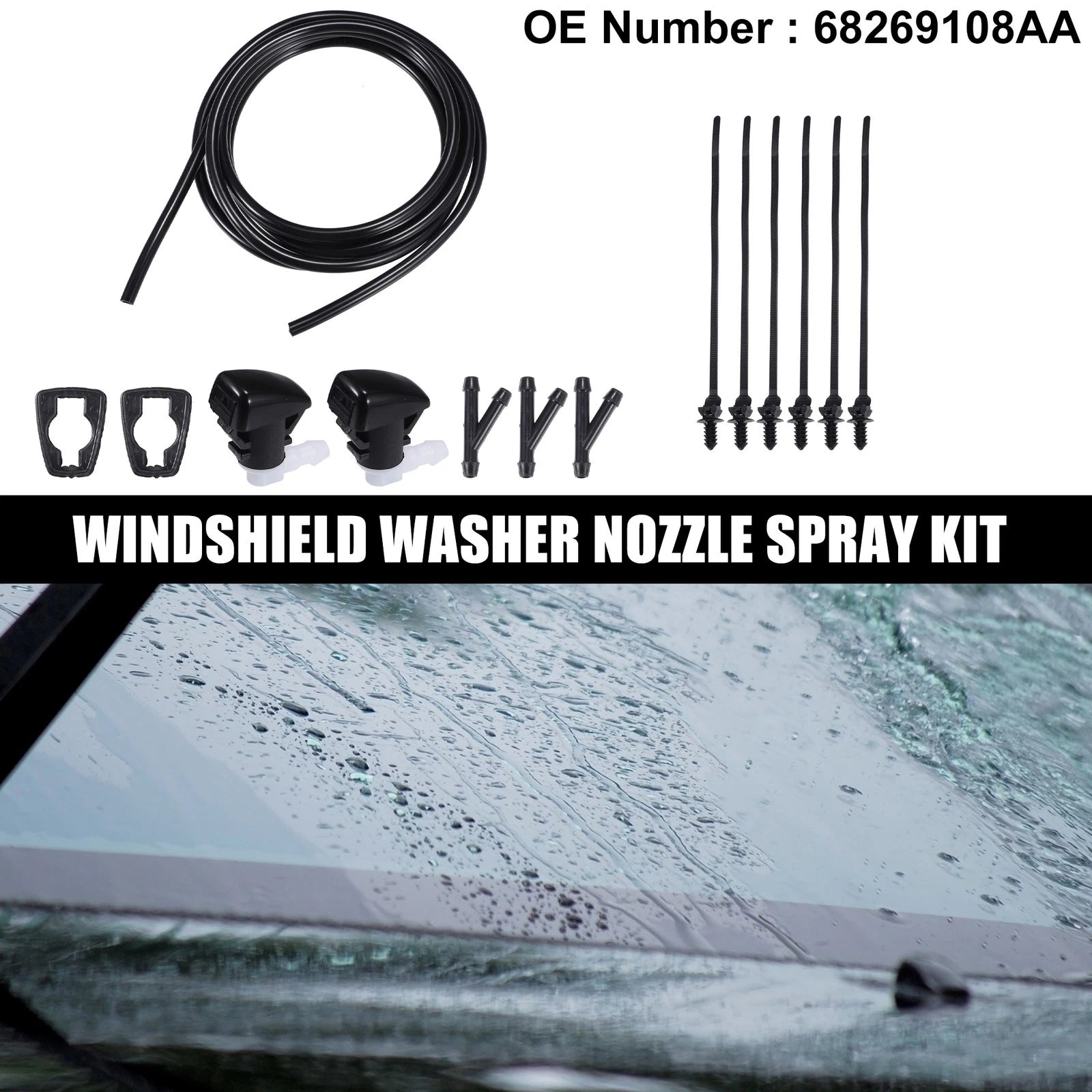 Windshield Washer Nozzle Replacement Spray Set for Dodge Durango (2011–2016)