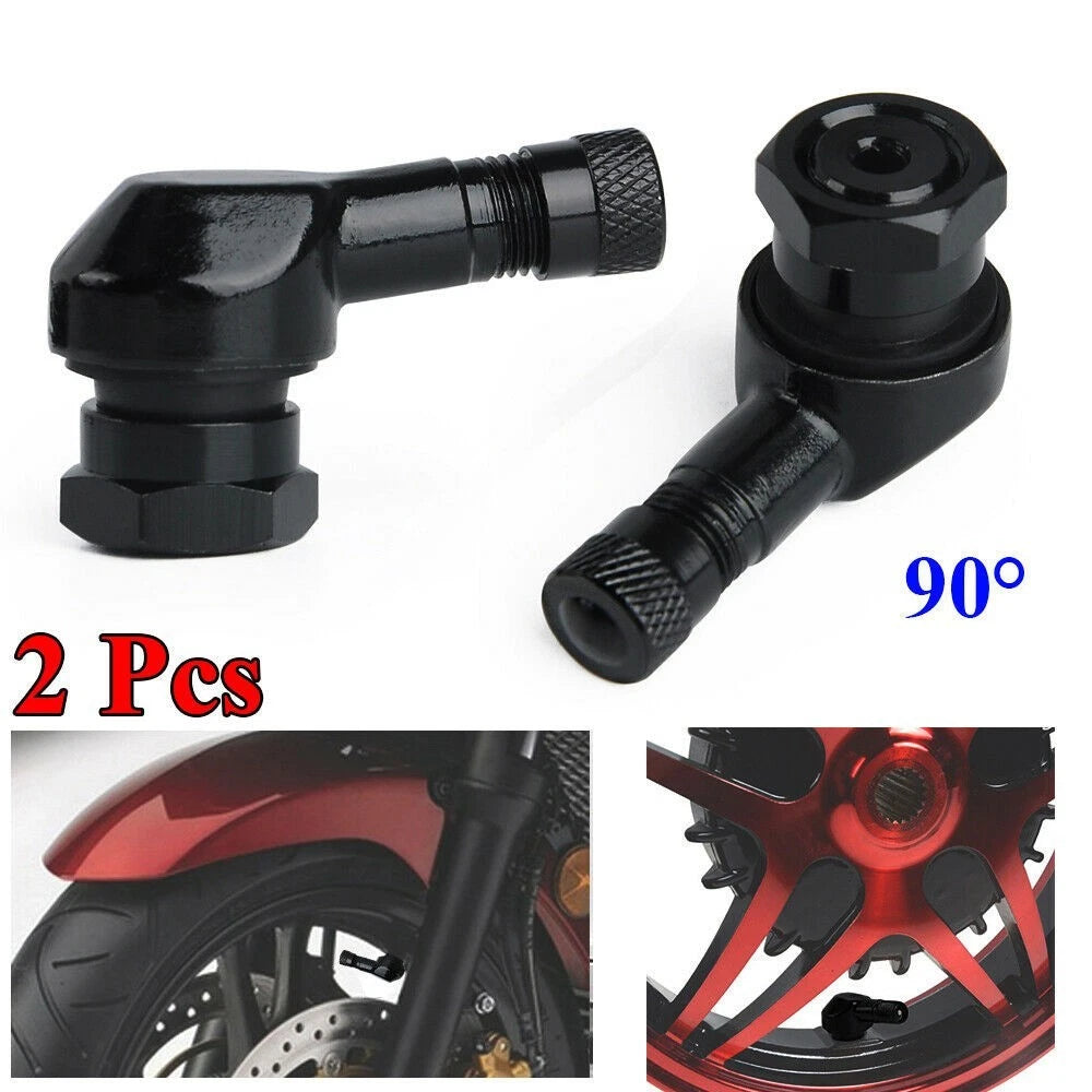 2X Aluminum Alloy 90° Angle Motorcycle Wheel Tire Valve Cap