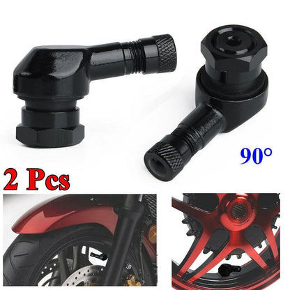 2X Aluminum Alloy 90° Angle Motorcycle Wheel Tire Valve Cap