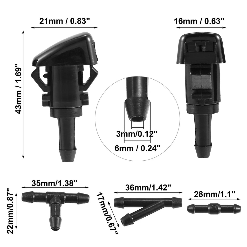 2X Windshield Washer Nozzle Hose Kit for Chrysler Dodge (5116079A)