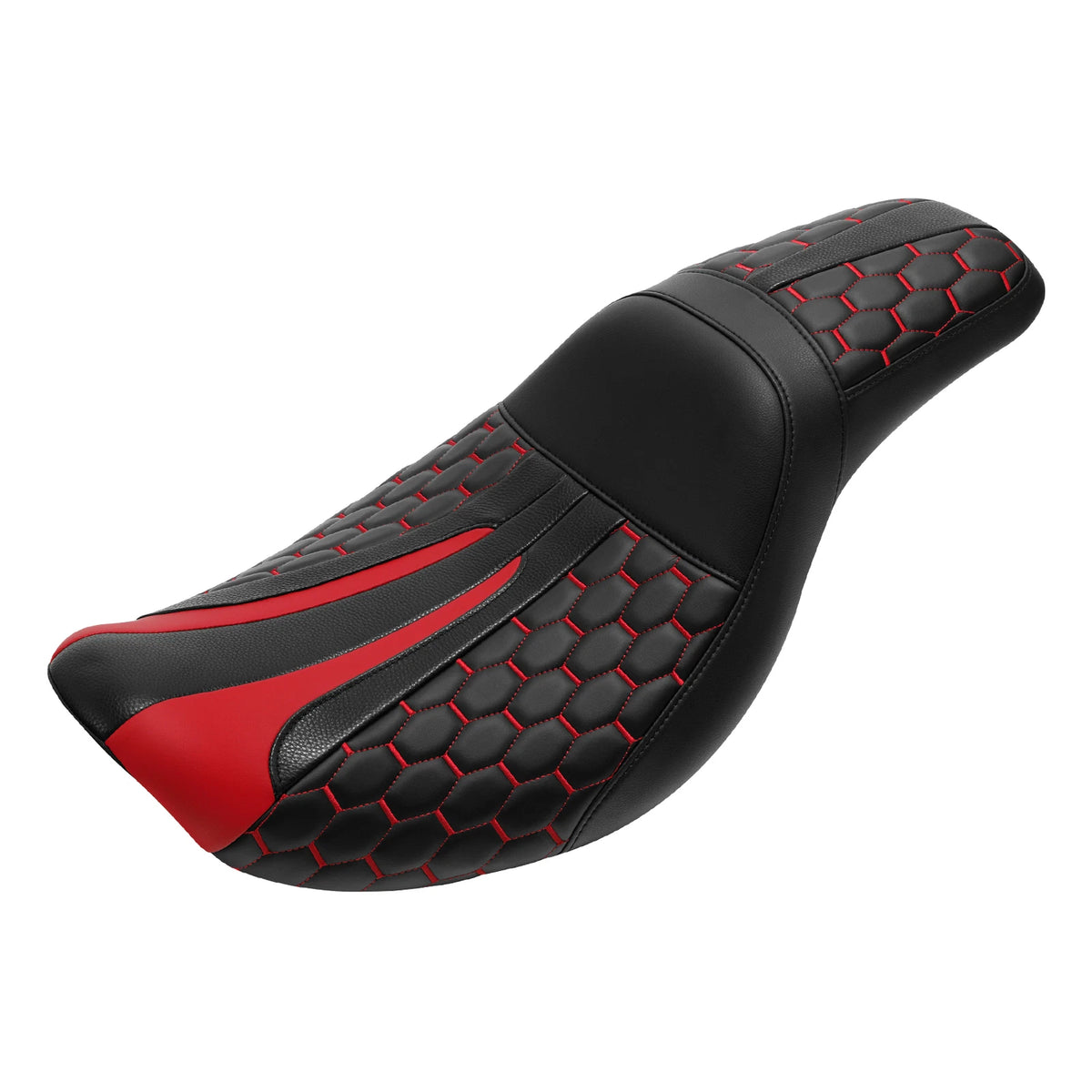 Two-Up Seat for Harley Dyna Street Fat Bob (2006–2017) - Black Red Rider