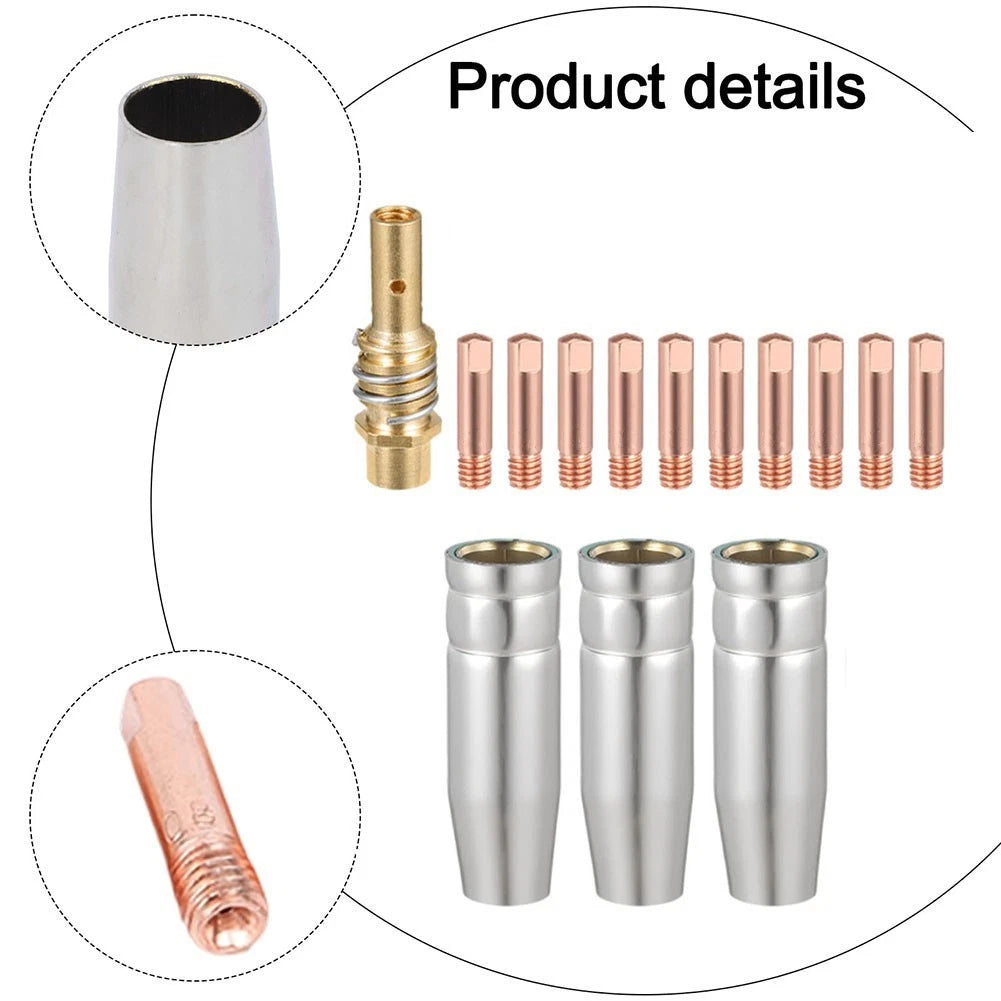 14 Piece MIG Welding Accessories Set for 15AK Torch Nozzles 0.9mm