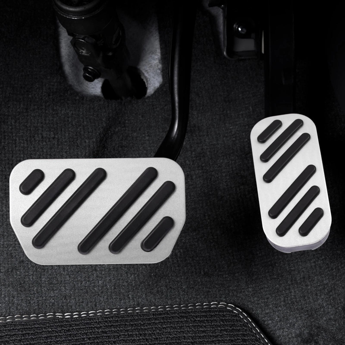 2PCS Brake Pedal Cover Kit for Toyota CH-R Corolla Prius Silver Tone (2016–2023)