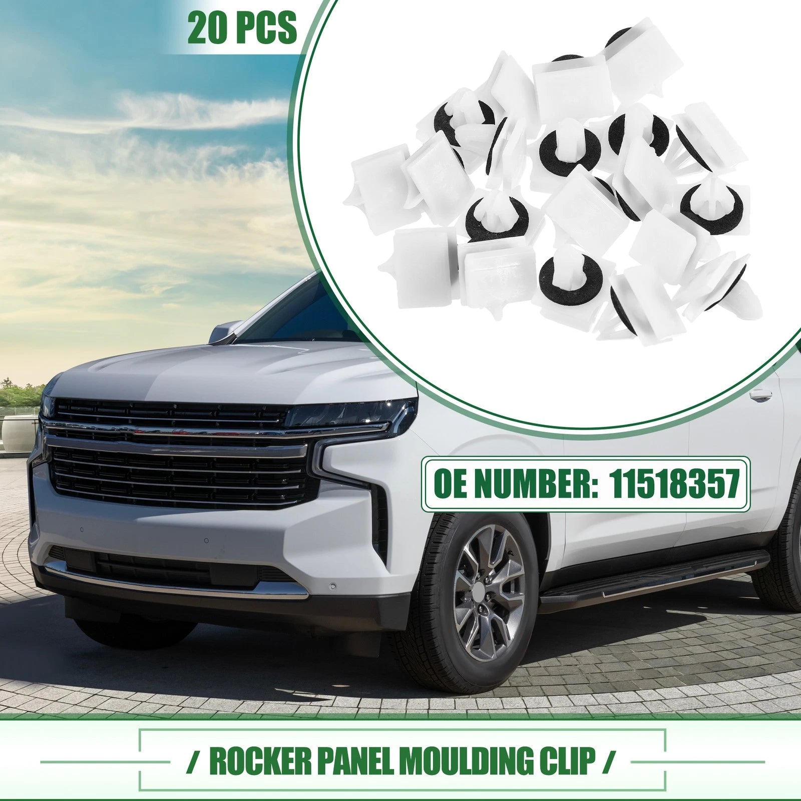 Rocker Panel Clips Replacement 20 Pcs for Chevrolet Avalanche (2007–2013)