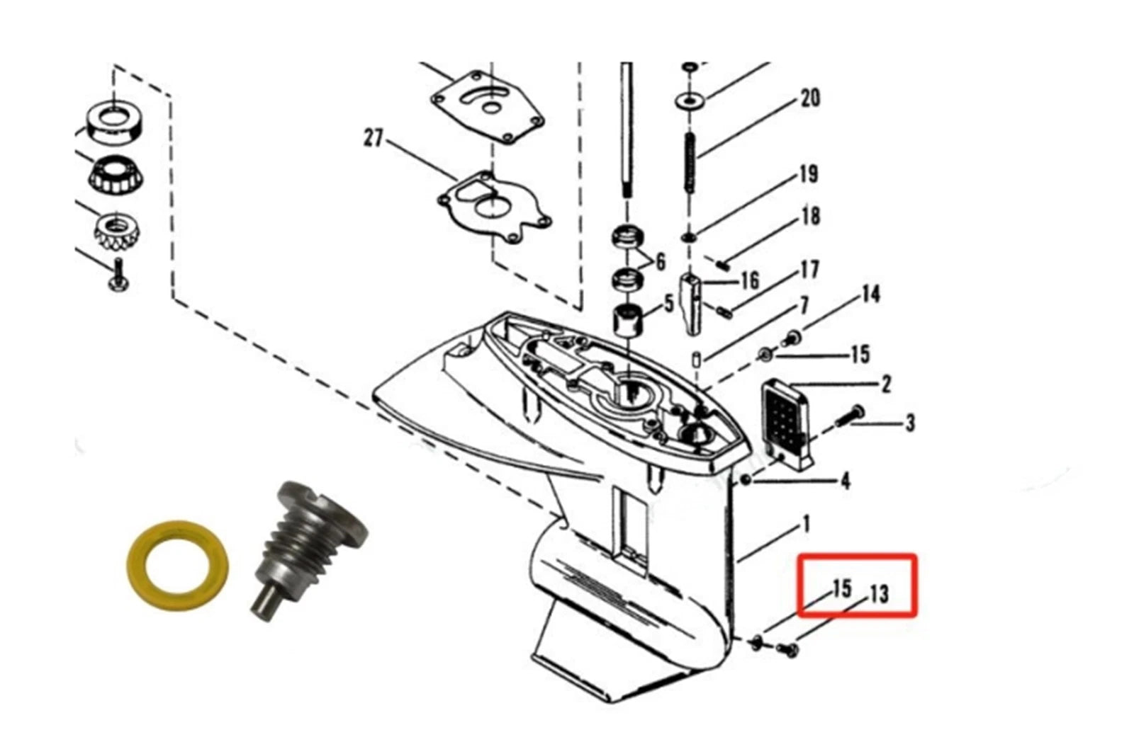 Set of 2 Magnetic Outdrive Drain Plug & Gasket for MerCruiser (22-67892A06, 22-8M0058389)