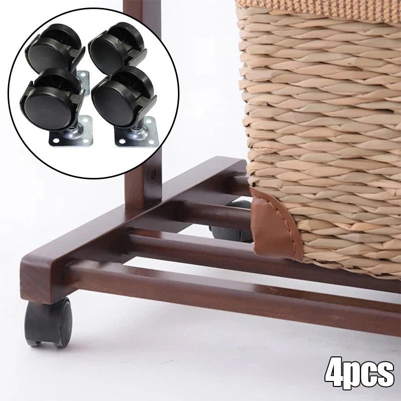 Set of 4 Swivel Wheels on Plate with 360-Degree Rotation