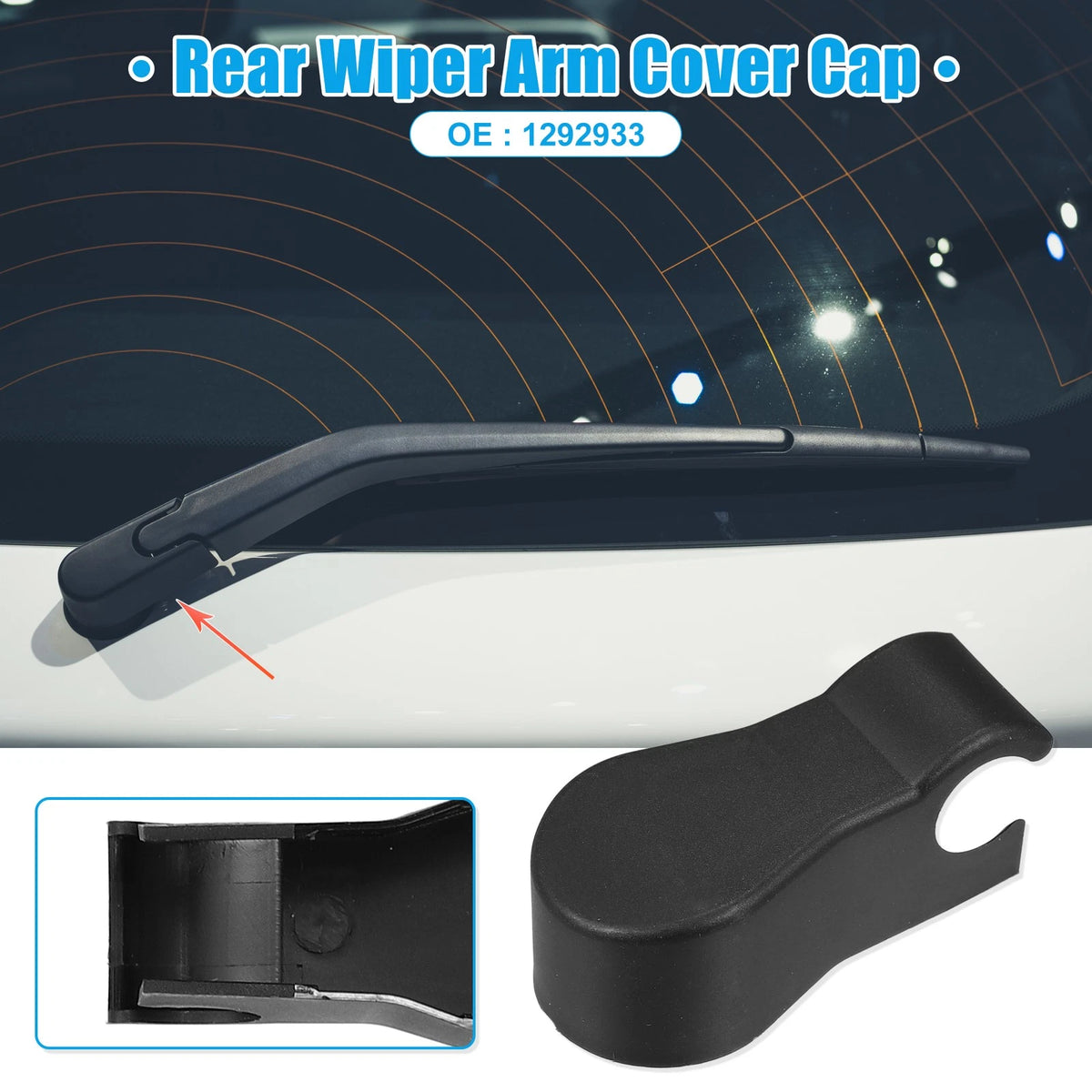 Rear Windshield Wiper Arm Nut Cover for Volvo 240 Wagon (1983–1993) - Black