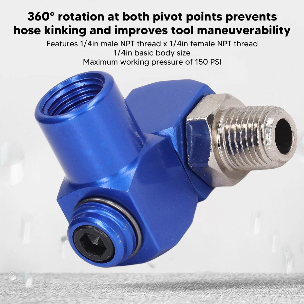 1/4" NPT 360 Degree Swivel Air Hose Connector Pressure Adapter