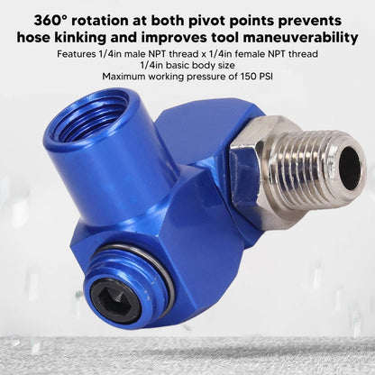 1/4" NPT 360 Degree Swivel Air Hose Connector Pressure Adapter