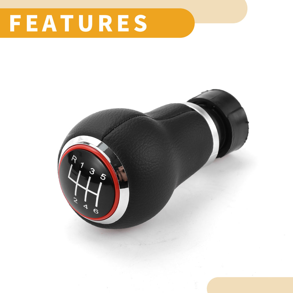 6 Speed Manual Gear Shift Knob for Audi A3 8P 2003–2013 Red Leather