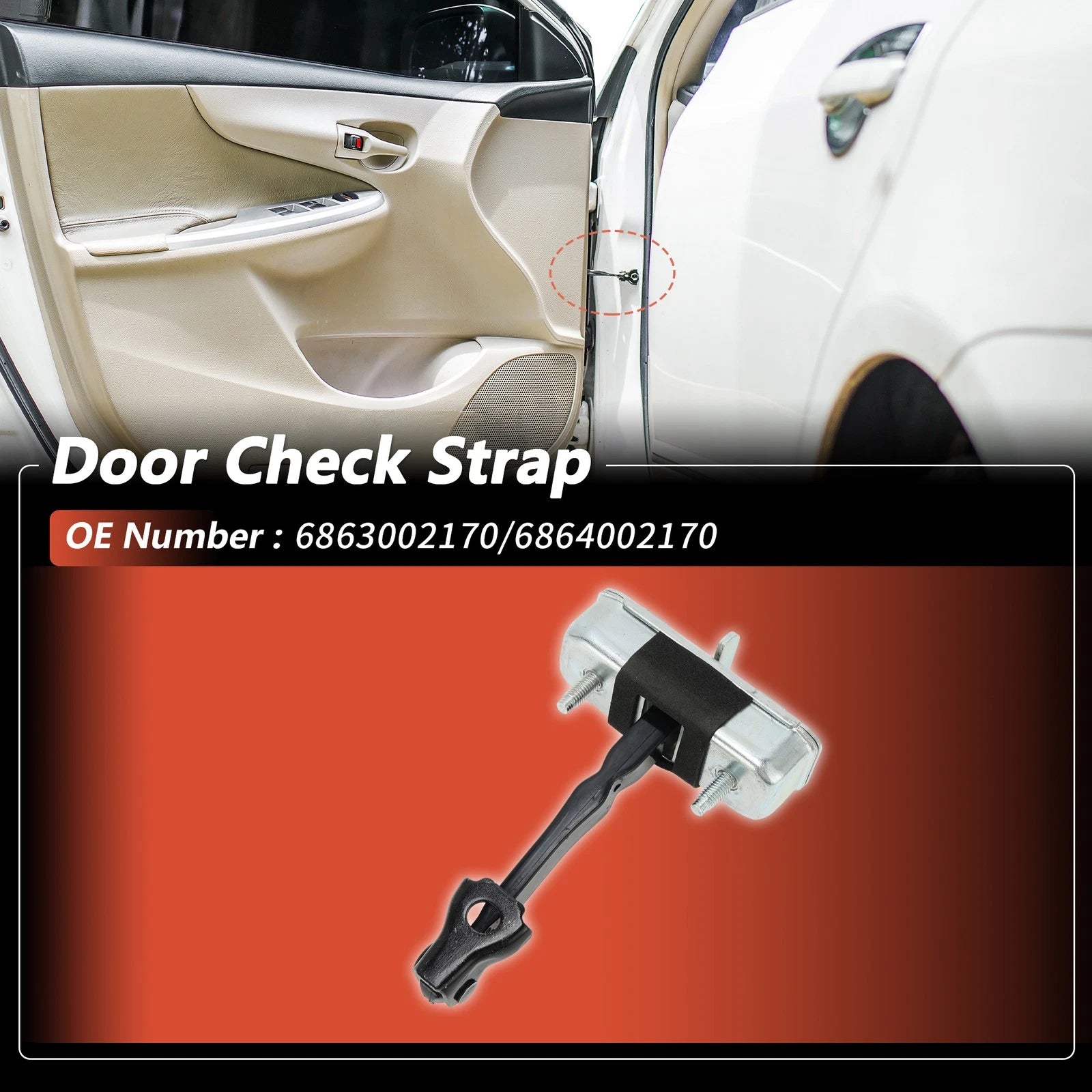 Door Check Strap Rear Left or Right Replacement for Toyota Corolla (2007–2010)