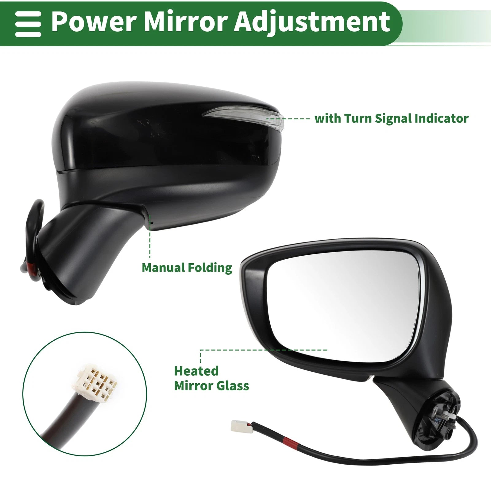 Left Side Door Mirror for Mazda CX-5 (2015–2016) Manual Folding Black
