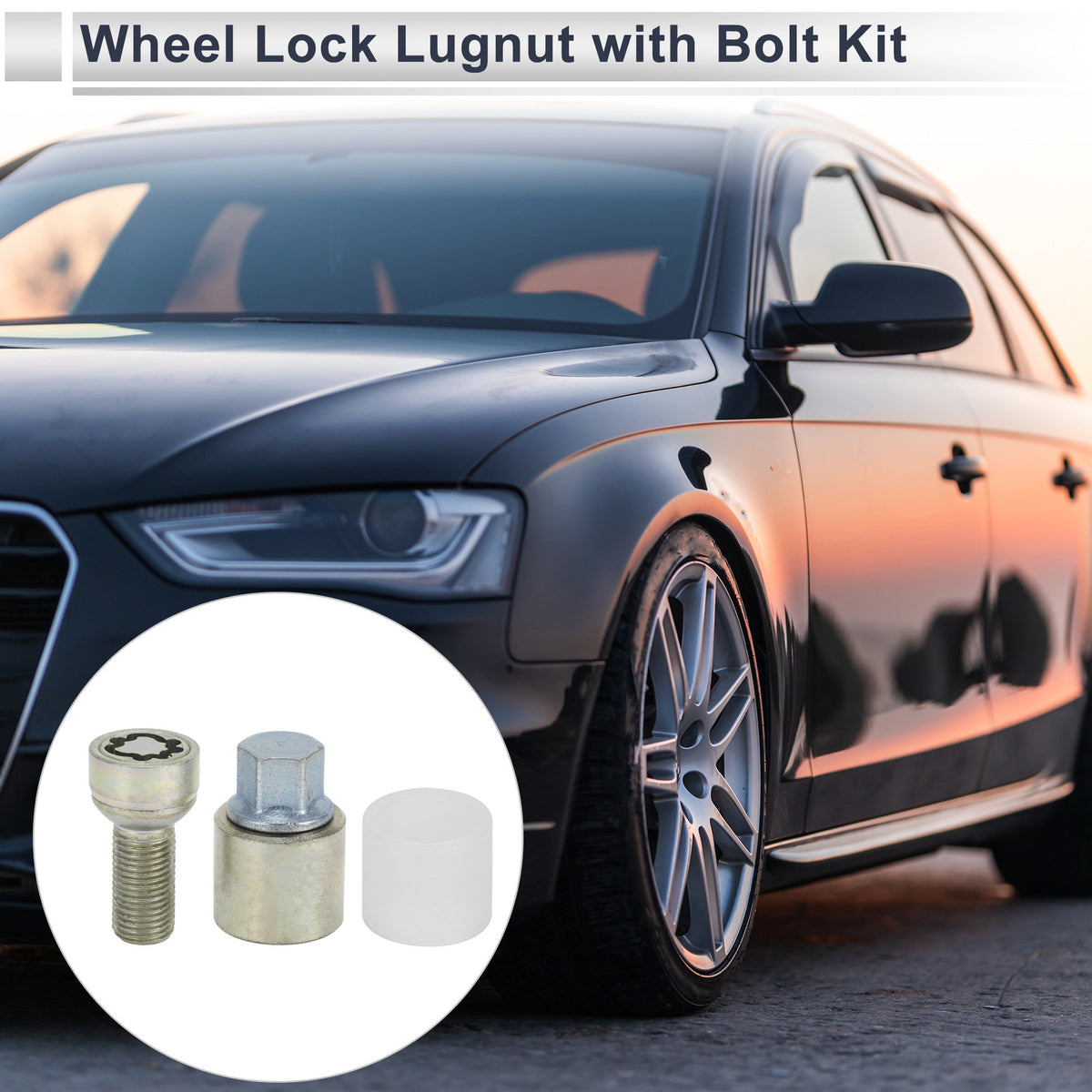 Wheel Lock Lugnut Kit for Audi A4L A5 with Key Socket and Bolt Removal Tool (2009–2018)