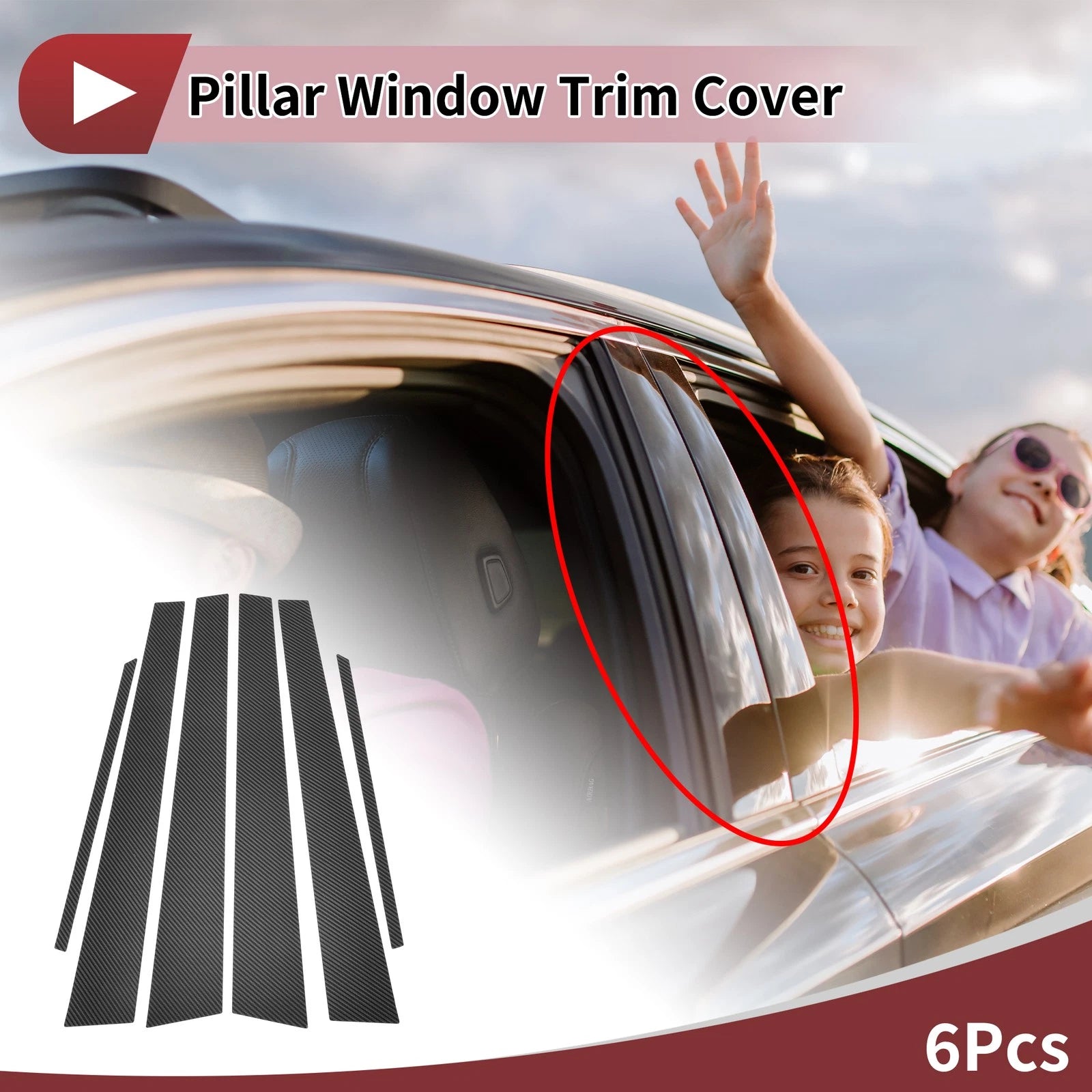 6 Pcs Door Window Trim Pillar Set Replacement for Toyota Corolla (1998–2002)