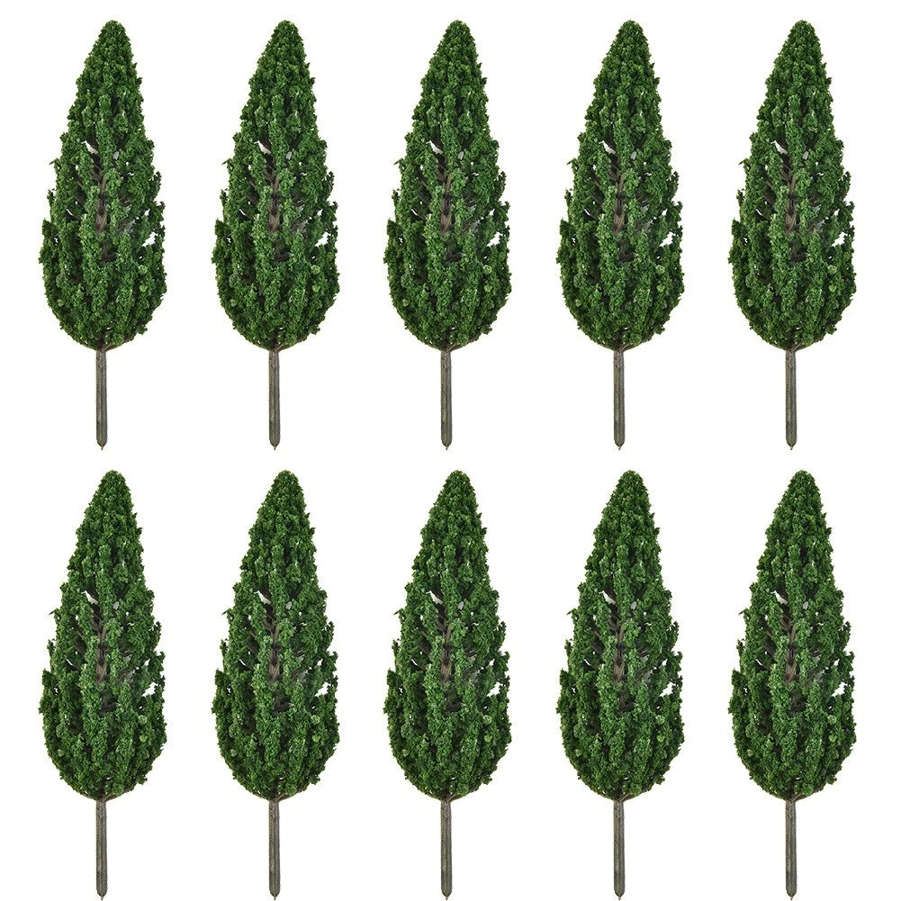 Set of 10 Green Trees 15cm Accessories for Scale Railway