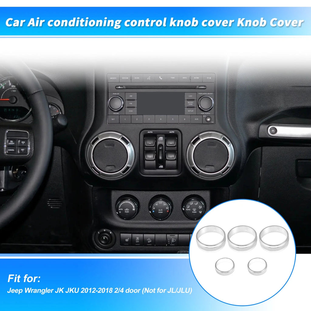 Control Switch Knob Button Cover Trim Ring for Jeep Wrangler JK (2007–2018)