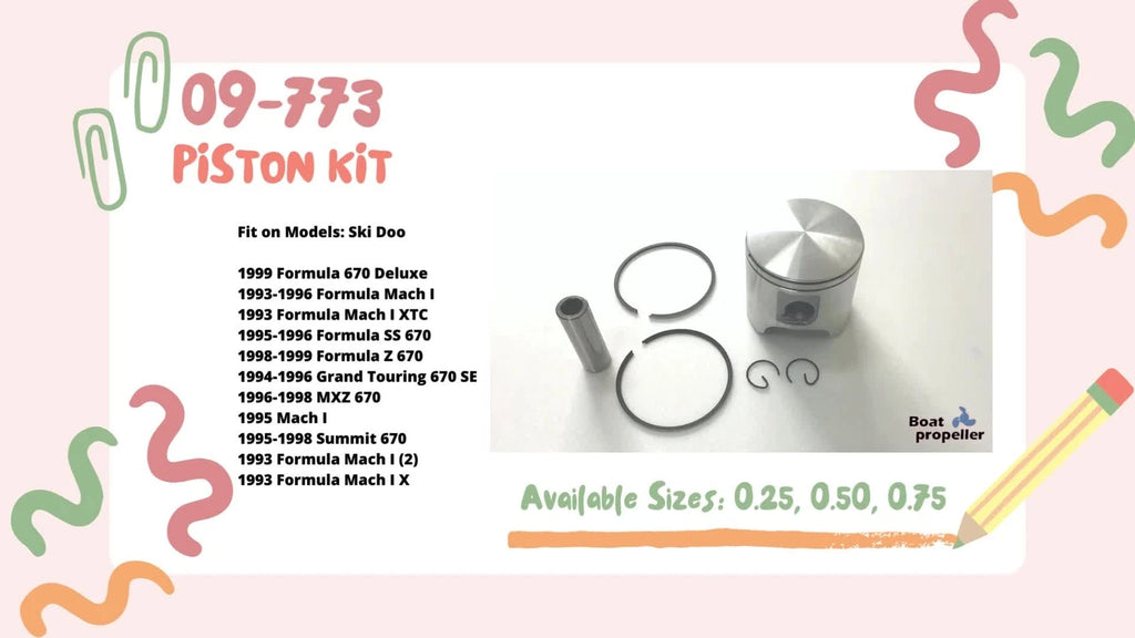 Piston Kit for Ski Doo MXZ/Summit 670 (STD) 09-773 420887612