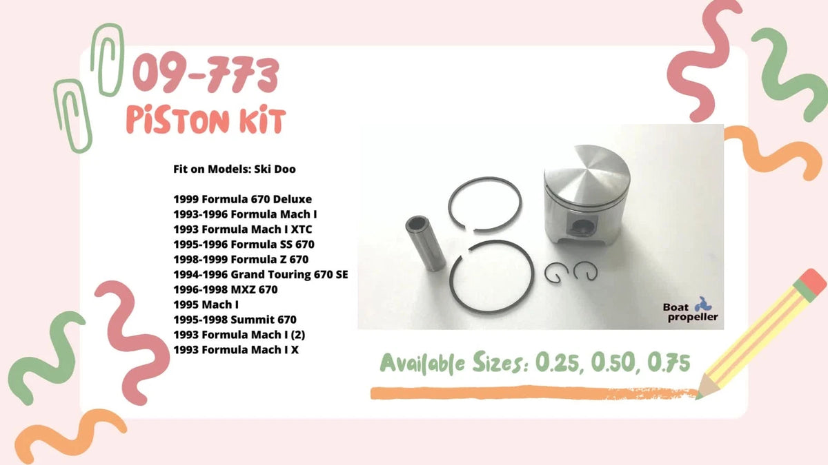 Piston Kit for Ski Doo MXZ/Summit 670 (STD) 09-773 420887612