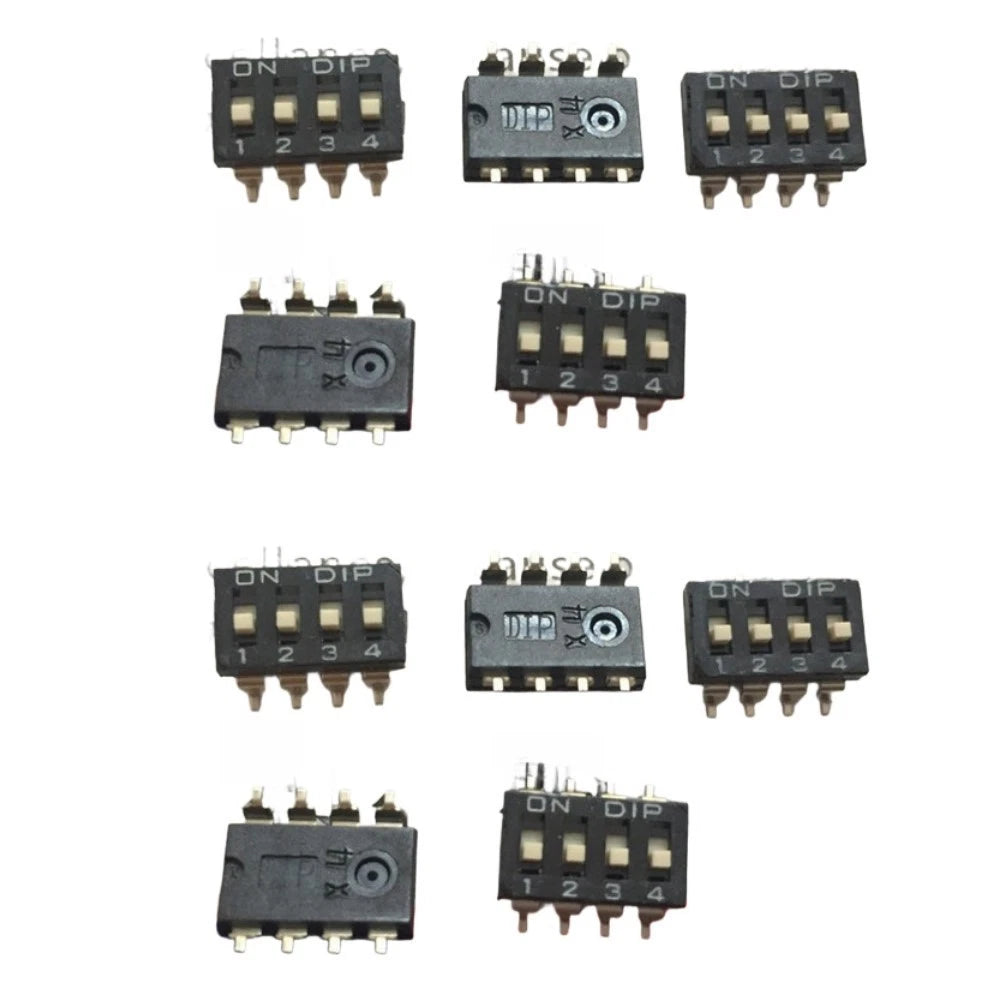 4 Position DIP Switch DM-04-V-T/R 2.54mm Pitch Piano Key Style ABS Black