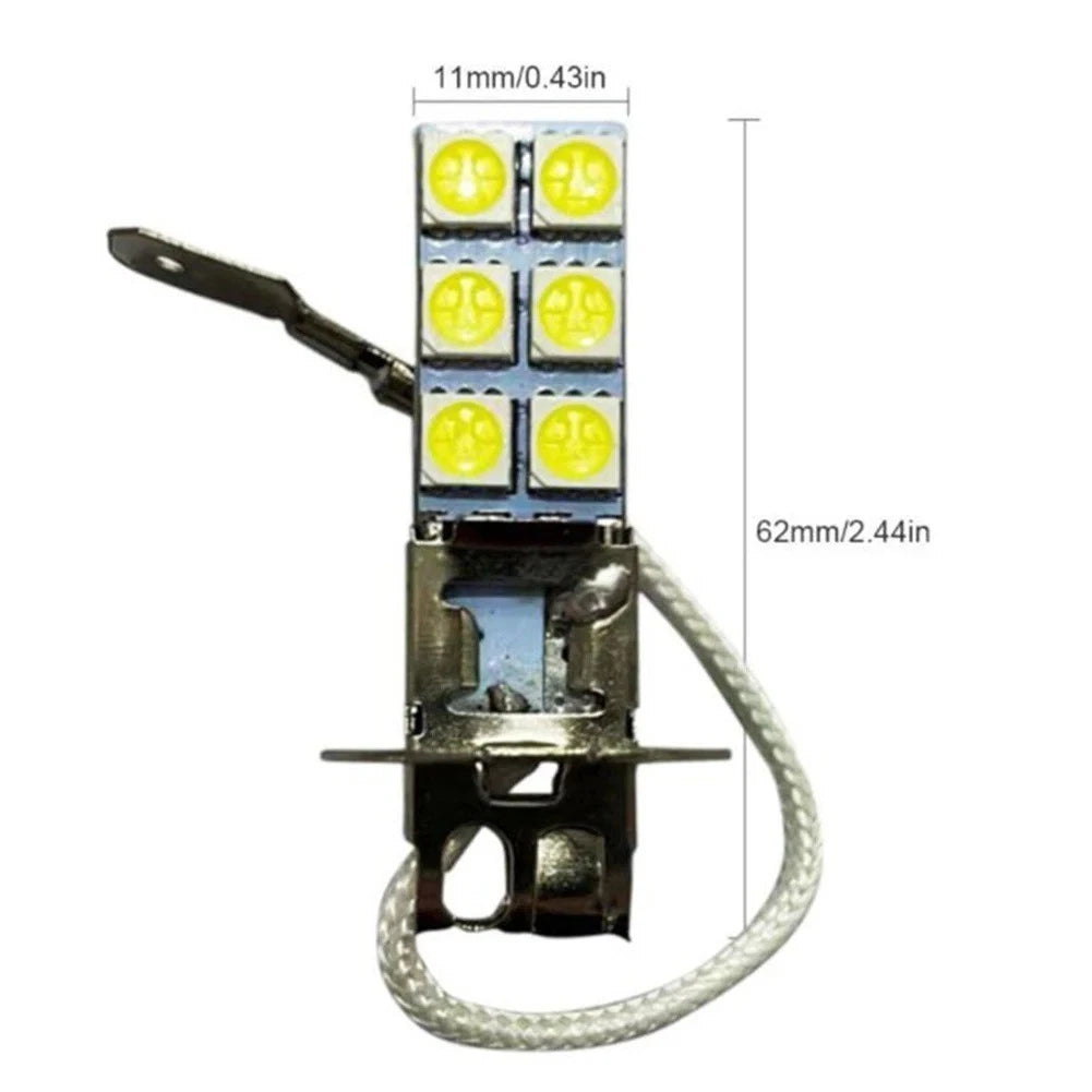 H3 LED Headlight Bulb Kit 55W 6000K for Improved Night Visibility
