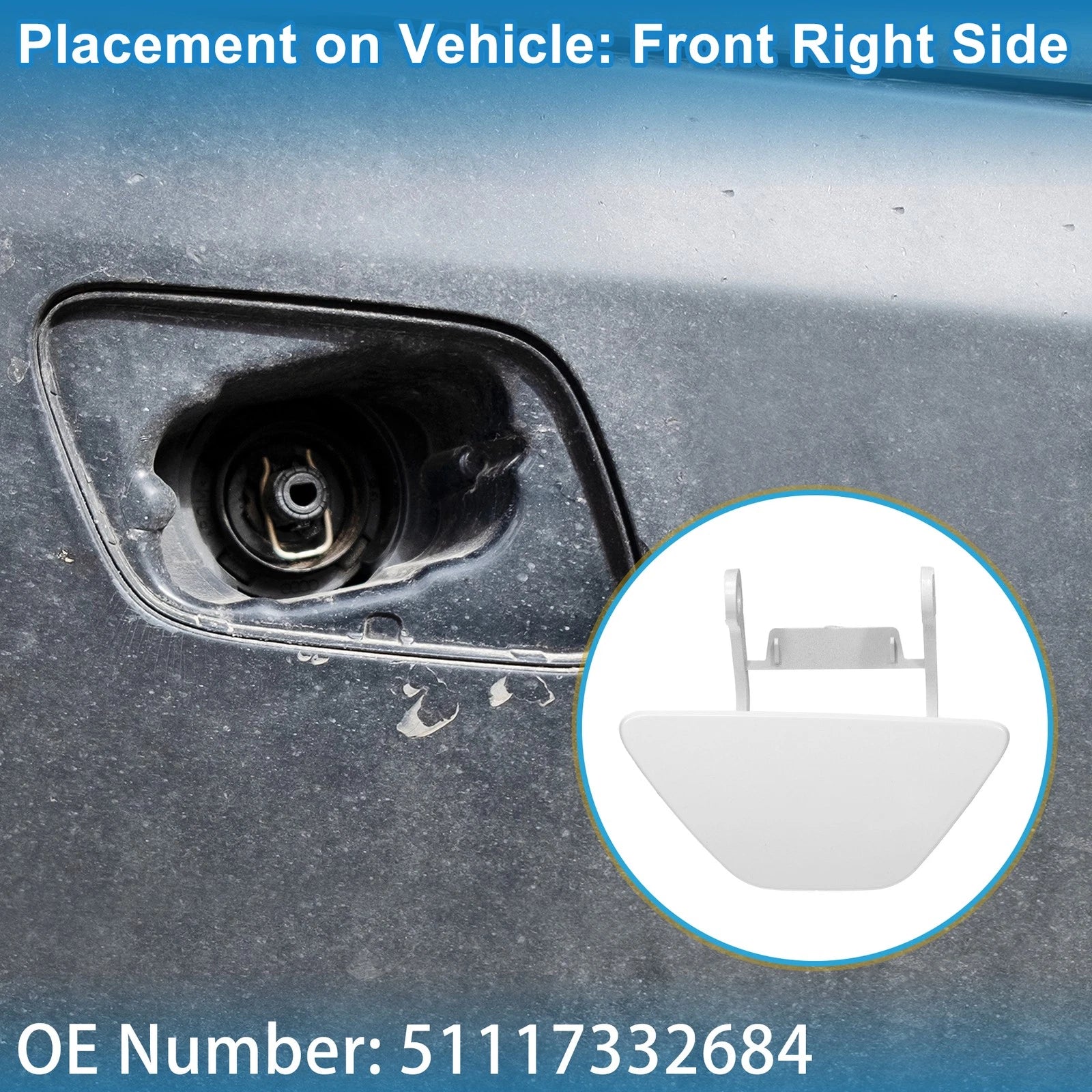 Washer Nozzle Cover Cap Front Right Replacement for BMW 528i (2014–2016)